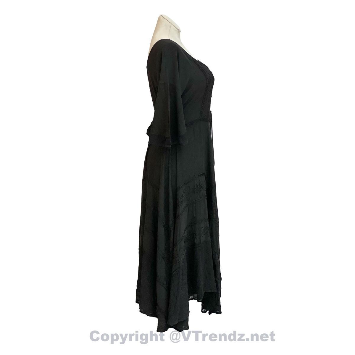 Long Sleeves Victorian Style Corset Dress with Georgette Lace & Threadwork - Image 28