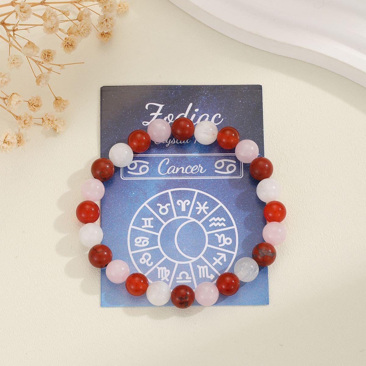Cancer Zodiac Crystal Bracelet – Emotional Nurturing – Moonstone & Rose Quartz – 8mm