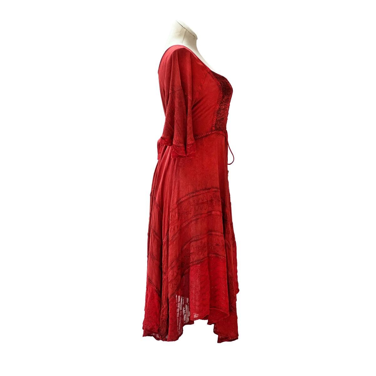 Long Sleeves Victorian Style Corset Dress with Georgette Lace & Threadwork - Image 16