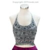Bikini Top/ Rayon Halter Neck Embroidery and Fringe Crop Top with Tie in the Back, 1 Size Fits Most - Image 2