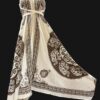 Scarf Dress with Belt around the Waist and Batik Print & Embroidery, One Size Fits Most - Image 6