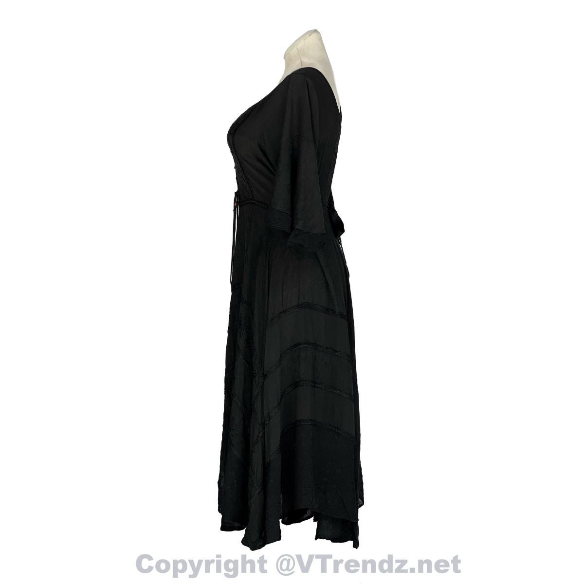 Long Sleeves Victorian Style Corset Dress with Georgette Lace & Threadwork - Image 30