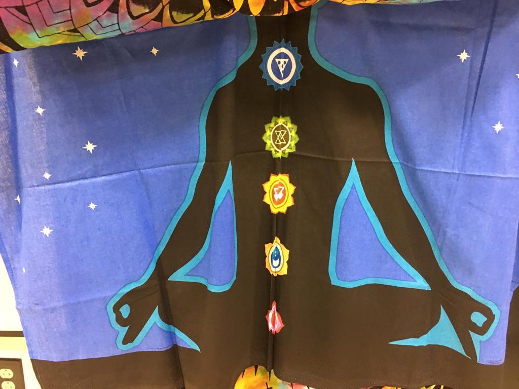 7 Chakra Blue Base Multi Poster Wall Hanging Handmade Cotton Tapestry 40" x 30" inch