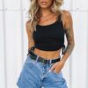 Side Adjustable Crop Top Ribbed Fabric 95% Cotton, 5% Spandex